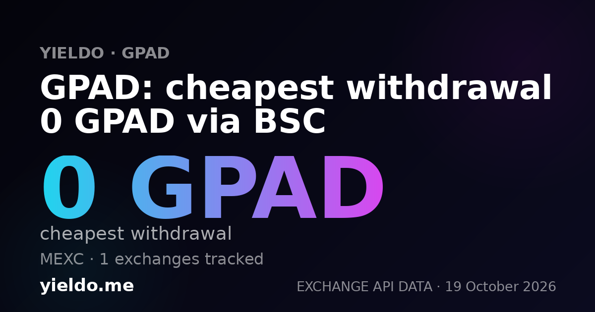 GPAD: cheapest withdrawal 0 GPAD via BSC