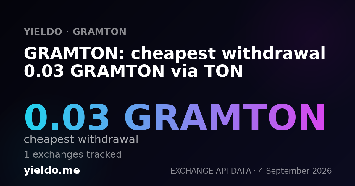 GRAMTON: cheapest withdrawal 0.03 GRAMTON via TON