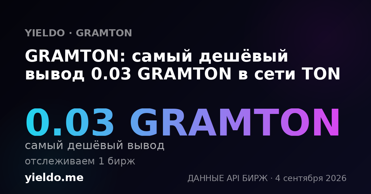GRAMTON: самый дешёвый вывод 0.03 GRAMTON в сети TON