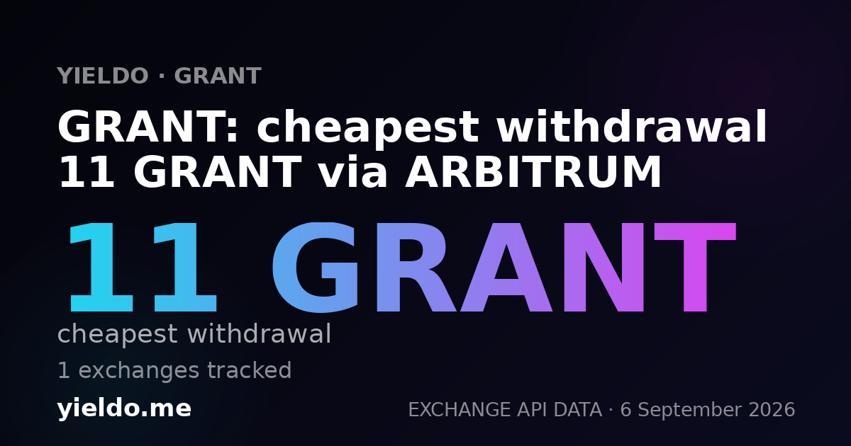GRANT: cheapest withdrawal 11 GRANT via ARBITRUM