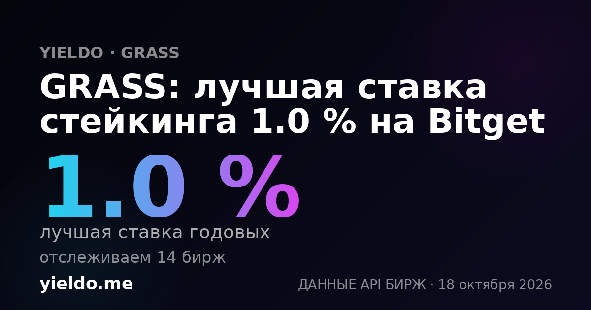 GRASS: лучшая ставка стейкинга 1.0 % на Bitget