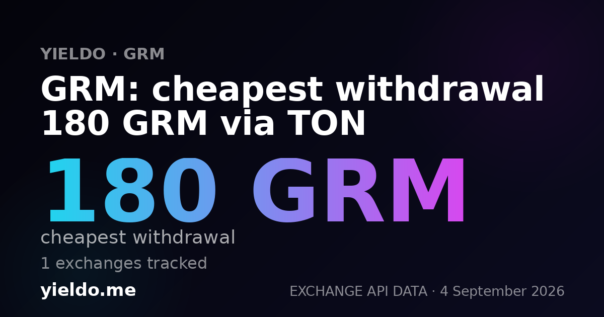 GRM: cheapest withdrawal 180 GRM via TON