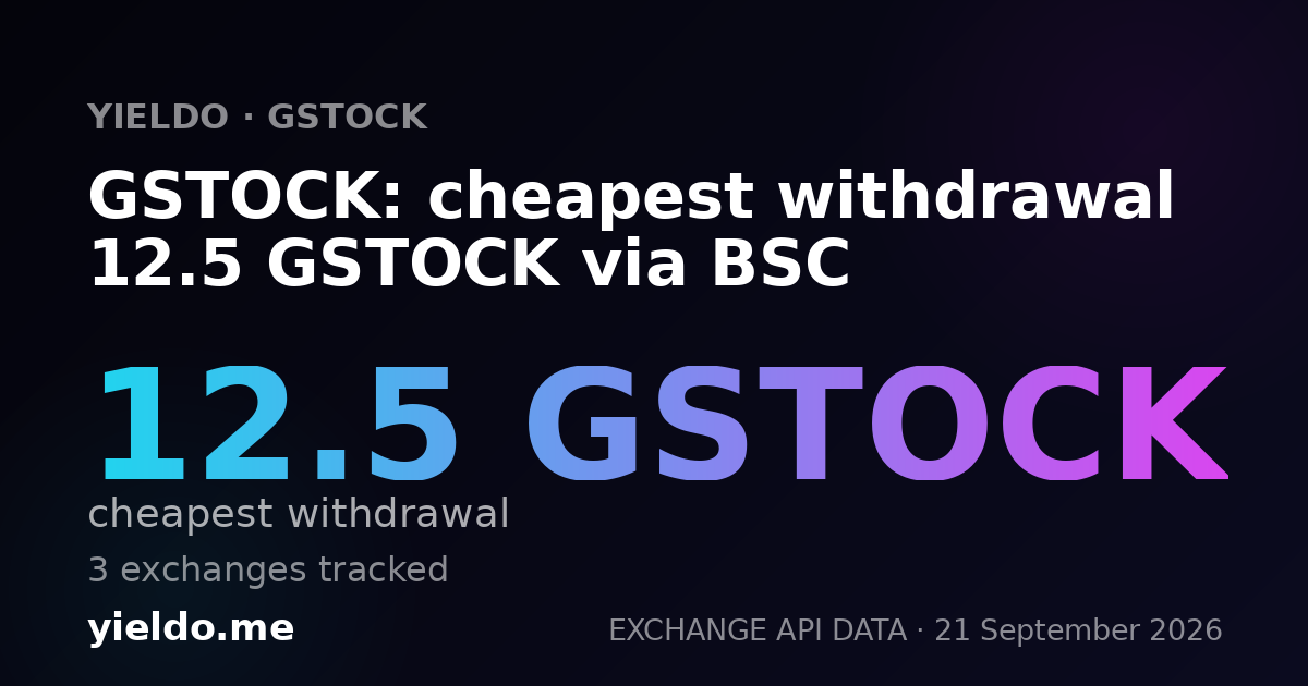 GSTOCK: cheapest withdrawal 12.5 GSTOCK via BSC