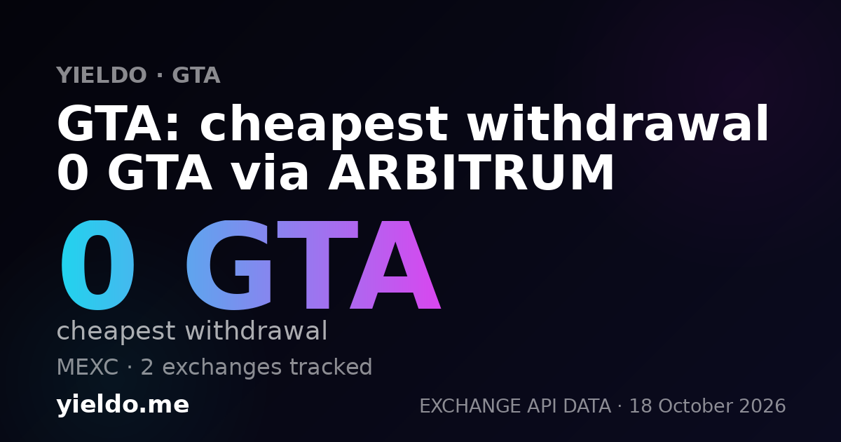 GTA: cheapest withdrawal 0 GTA via ARBITRUM
