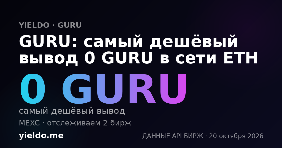GURU: самый дешёвый вывод 0 GURU в сети ETH