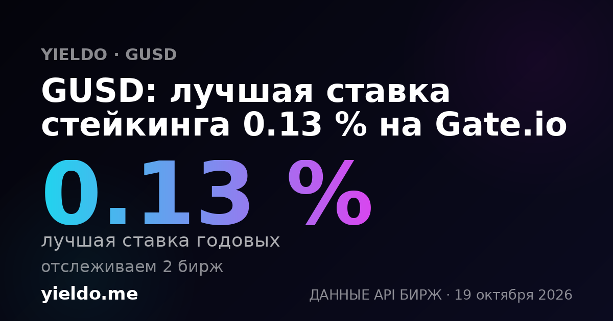 GUSD: лучшая ставка стейкинга 0.13 % на Gate.io