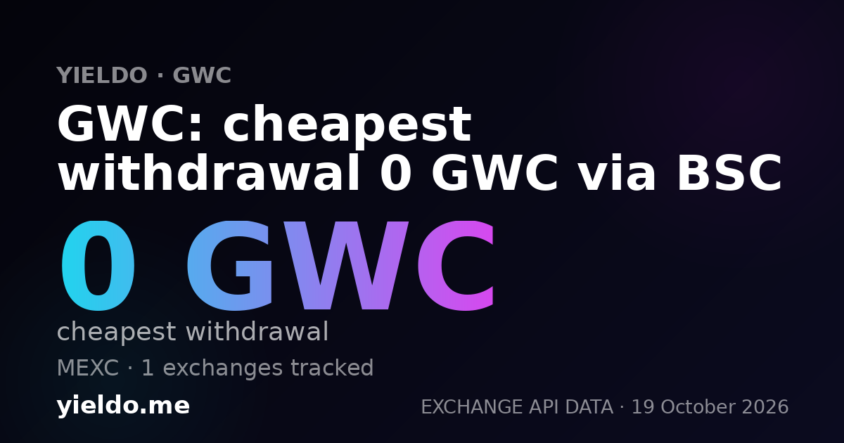 GWC: cheapest withdrawal 0 GWC via BSC