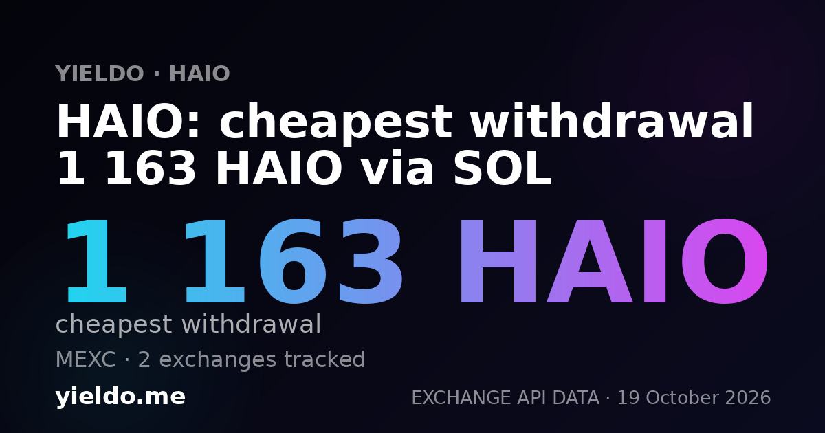 HAIO: cheapest withdrawal 1 163 HAIO via SOL