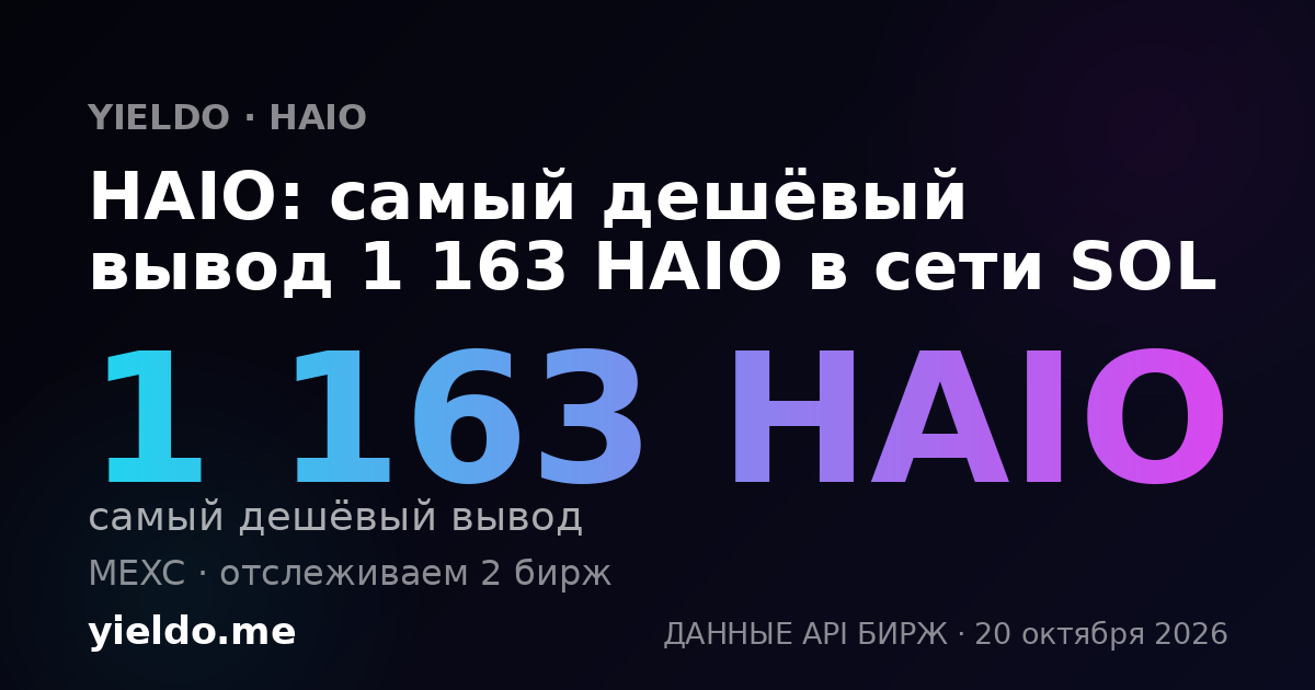 HAIO: самый дешёвый вывод 1 163 HAIO в сети SOL