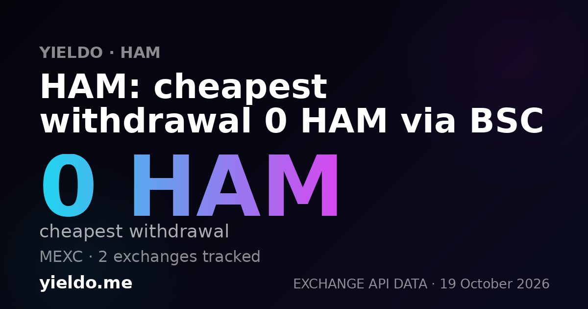 HAM: cheapest withdrawal 0 HAM via BSC