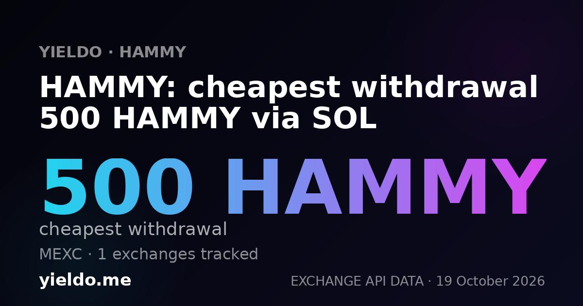 HAMMY: cheapest withdrawal 500 HAMMY via SOL