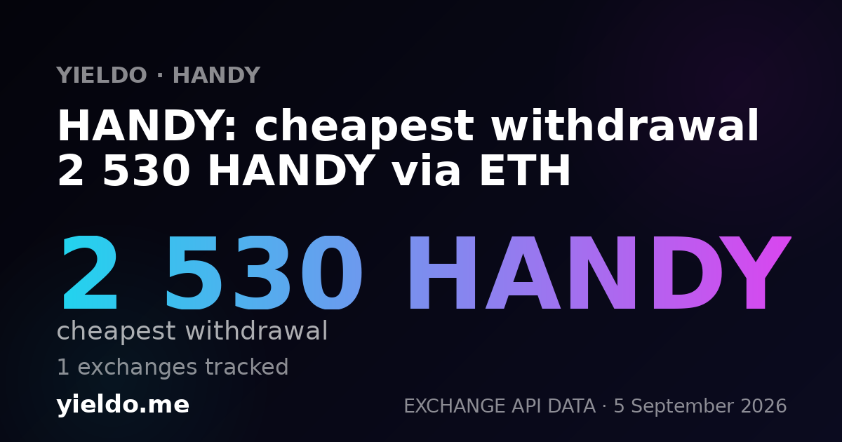 HANDY: cheapest withdrawal 2 530 HANDY via ETH