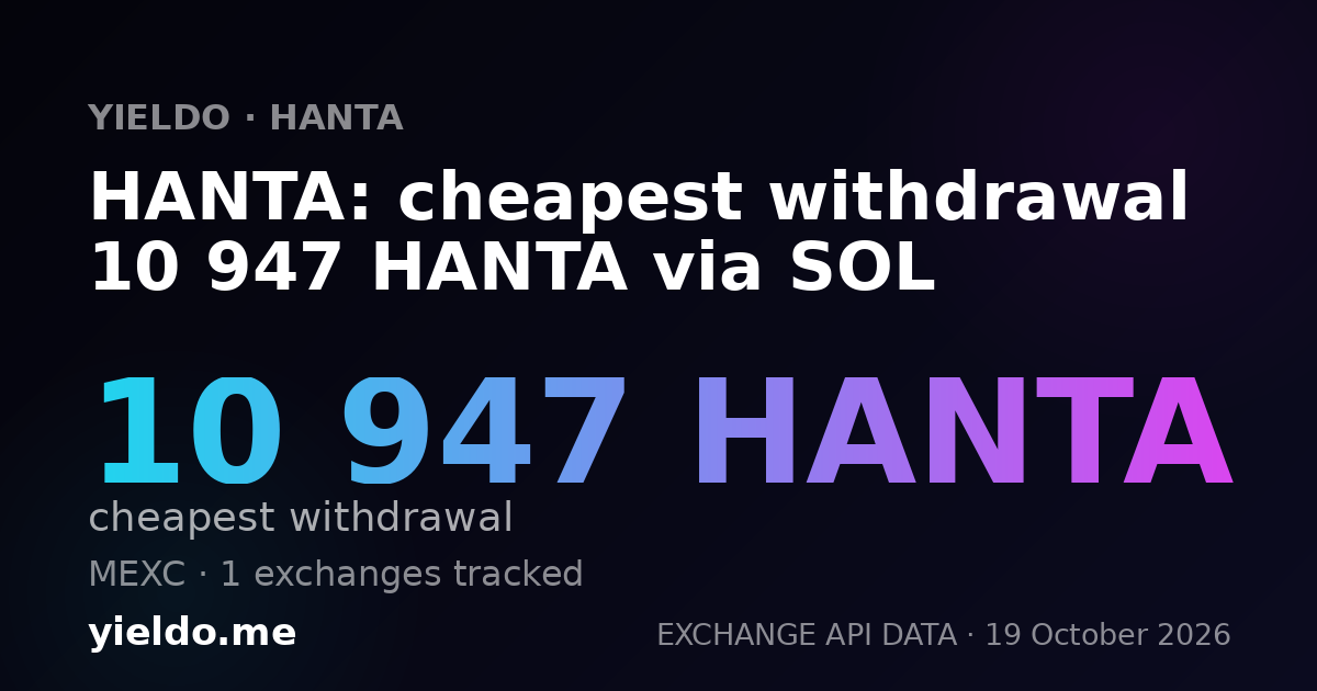 HANTA: cheapest withdrawal 10 947 HANTA via SOL