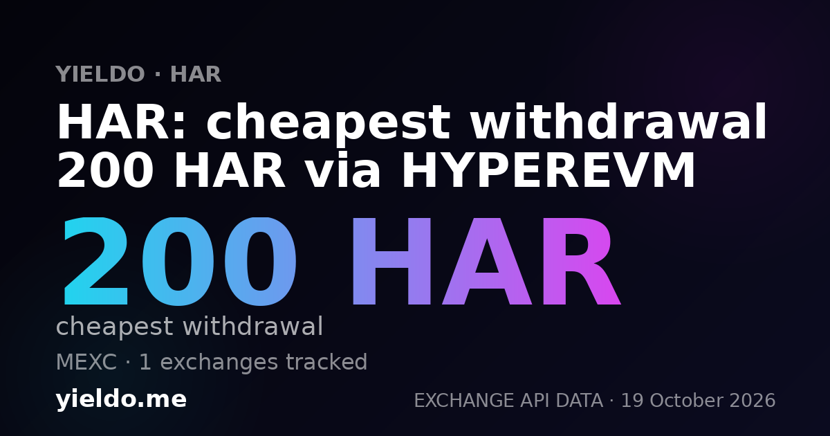 HAR: cheapest withdrawal 200 HAR via HYPEREVM