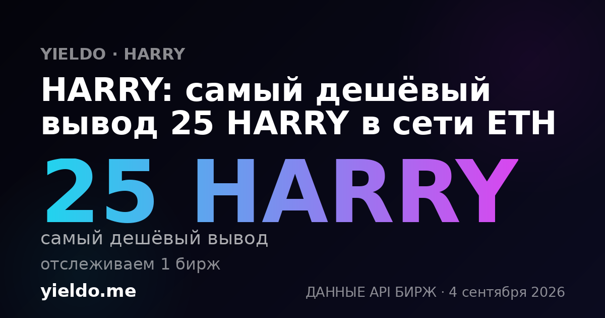 HARRY: самый дешёвый вывод 25 HARRY в сети ETH