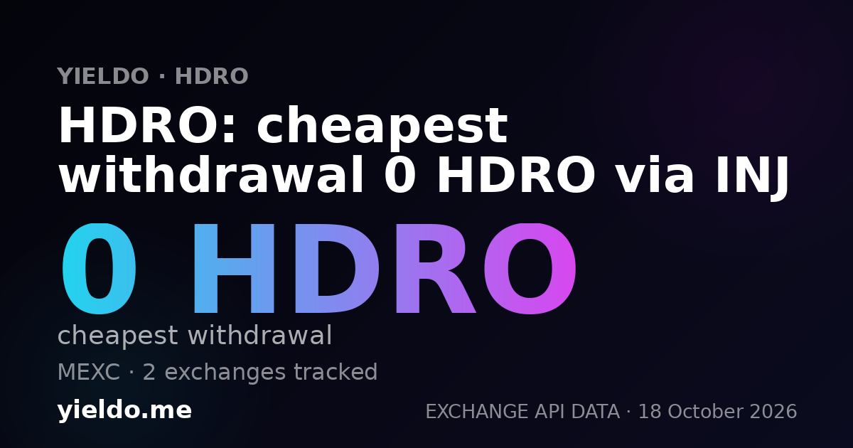 HDRO: cheapest withdrawal 0 HDRO via INJ
