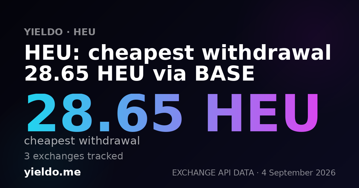 HEU: cheapest withdrawal 28.65 HEU via BASE