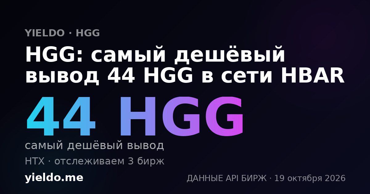 HGG: самый дешёвый вывод 44 HGG в сети HBAR