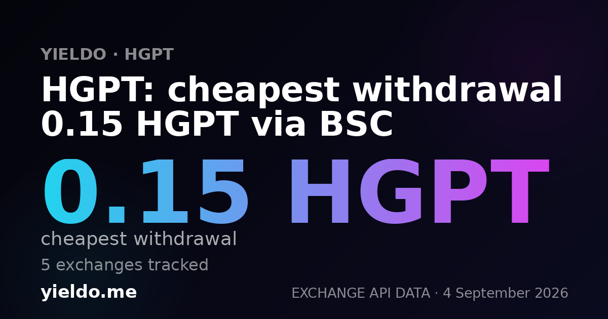 HGPT: cheapest withdrawal 0.15 HGPT via BSC