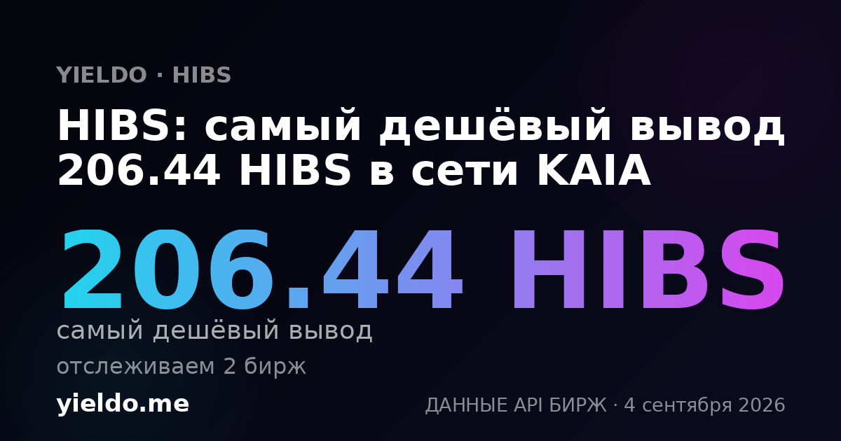 HIBS: самый дешёвый вывод 206.44 HIBS в сети KAIA