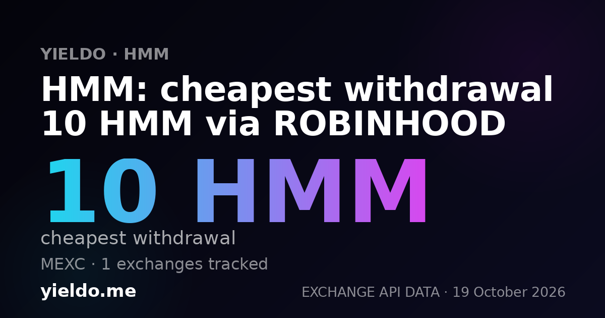 HMM: cheapest withdrawal 10 HMM via ROBINHOOD