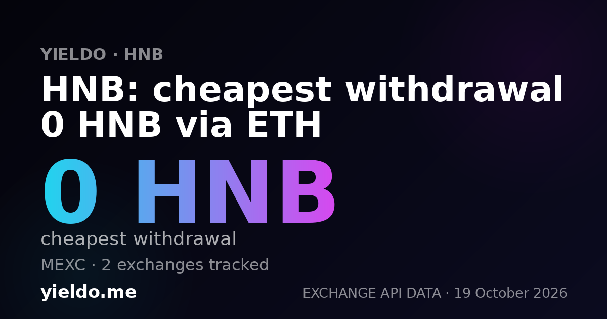 HNB: cheapest withdrawal 0 HNB via ETH