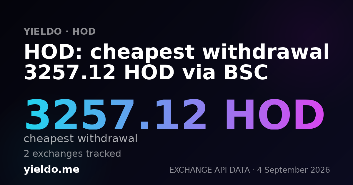HOD: cheapest withdrawal 3257.12 HOD via BSC