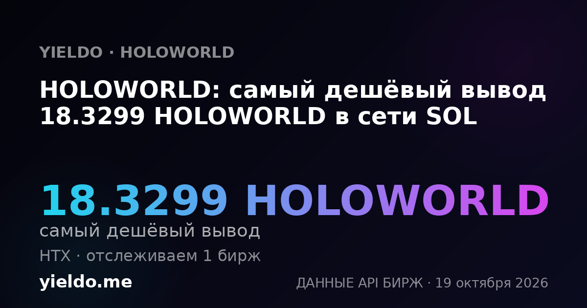 HOLOWORLD: самый дешёвый вывод 18.3299 HOLOWORLD в сети SOL