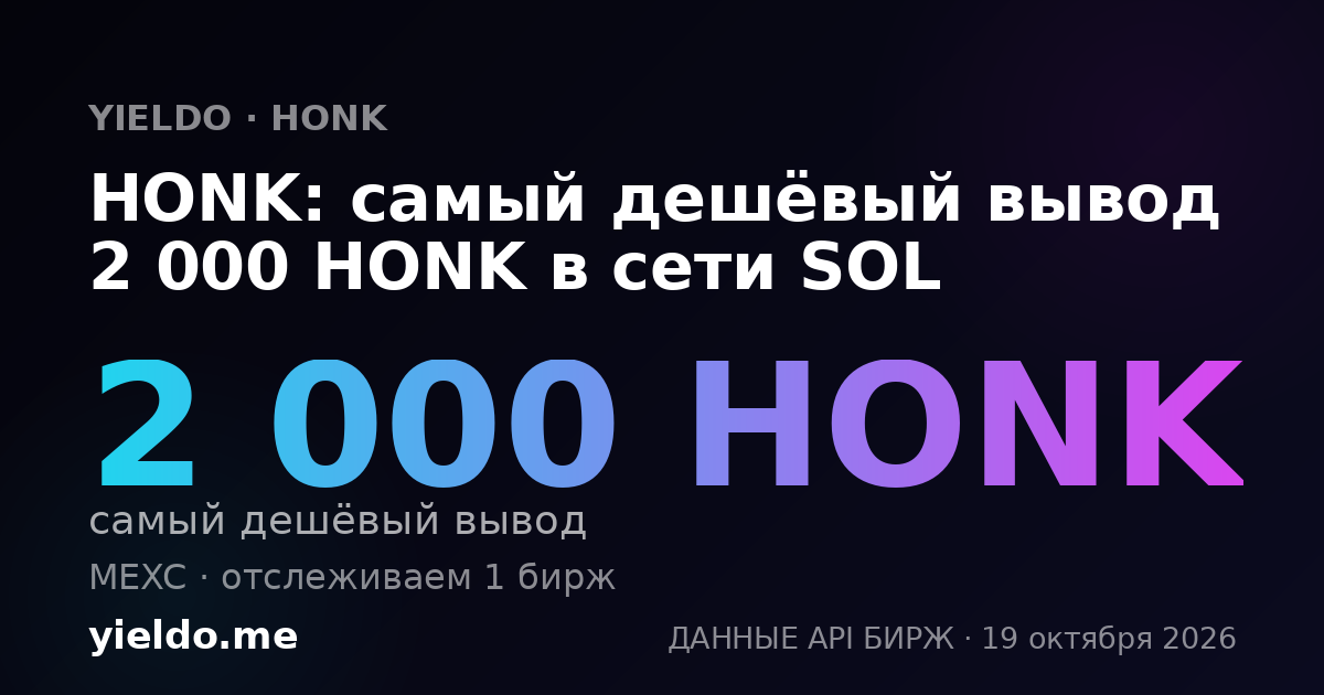 HONK: самый дешёвый вывод 2 000 HONK в сети SOL