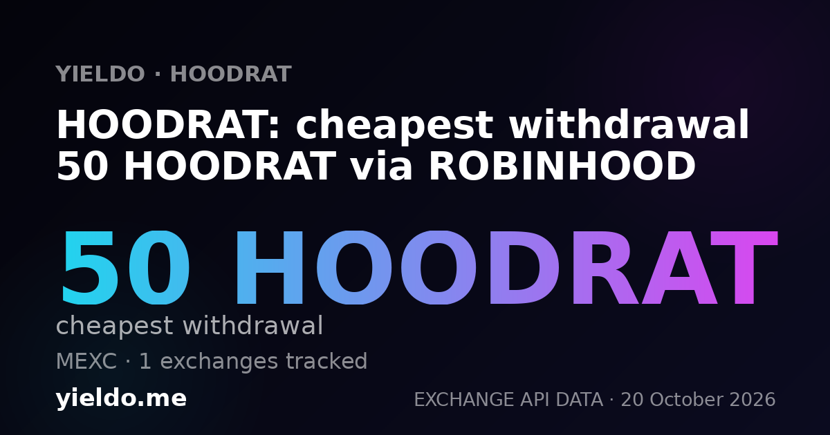 HOODRAT: cheapest withdrawal 50 HOODRAT via ROBINHOOD