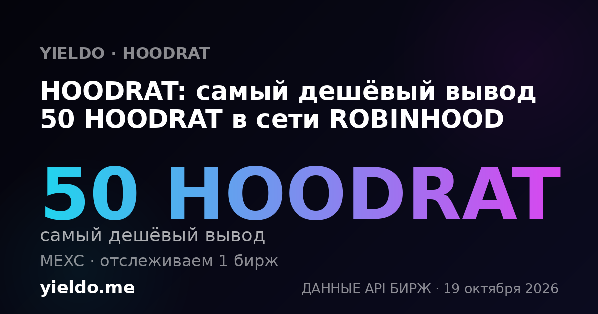HOODRAT: самый дешёвый вывод 50 HOODRAT в сети ROBINHOOD