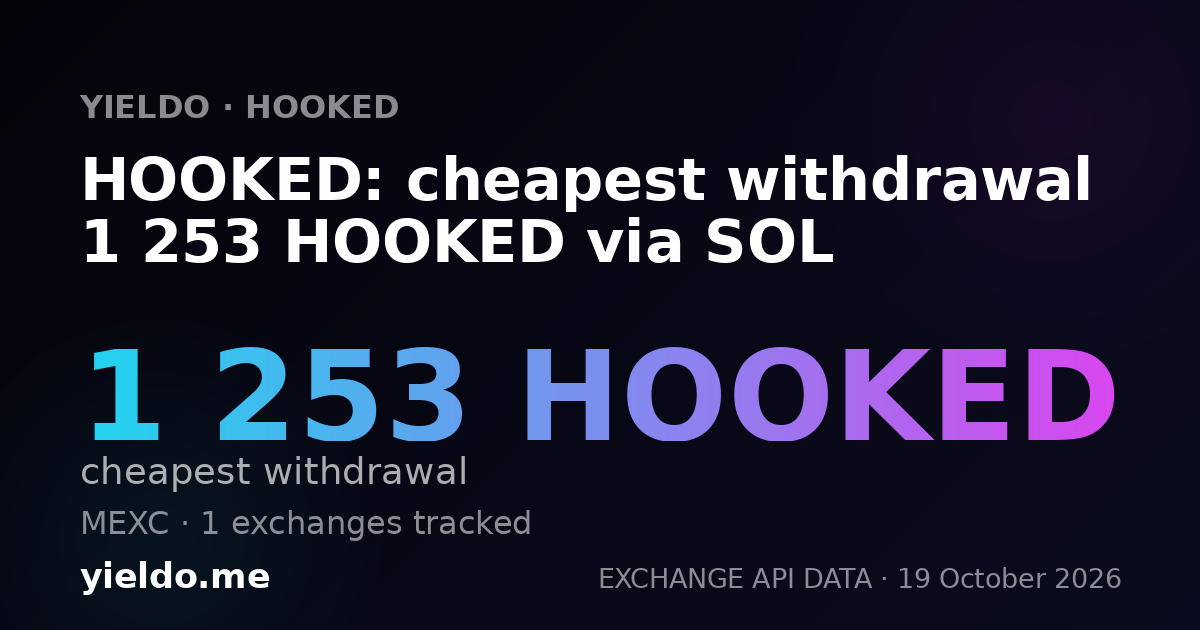HOOKED: cheapest withdrawal 1 263 HOOKED via SOL