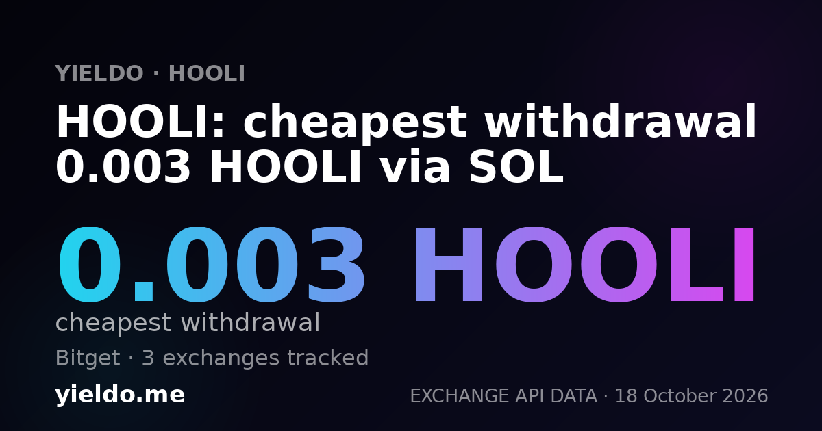 HOOLI: cheapest withdrawal 0.003 HOOLI via SOL