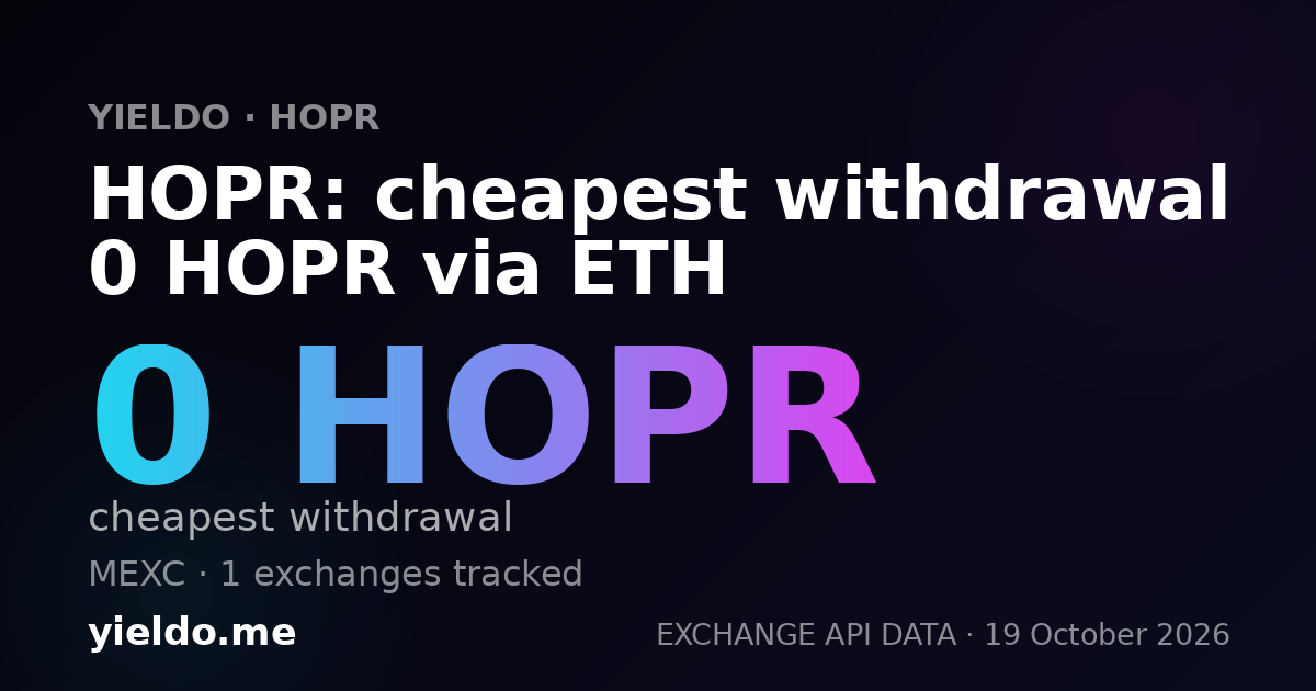 HOPR: cheapest withdrawal 0 HOPR via ETH