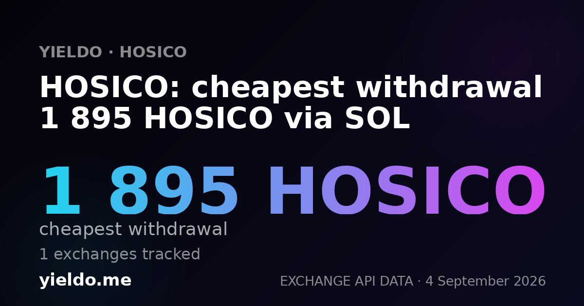 HOSICO: cheapest withdrawal 1 895 HOSICO via SOL