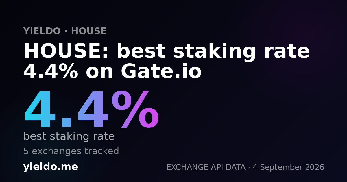 HOUSE: best staking rate 4.4% on Gate.io
