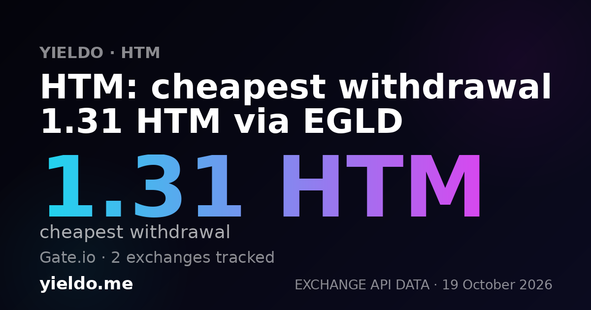 HTM: cheapest withdrawal 1.31 HTM via EGLD