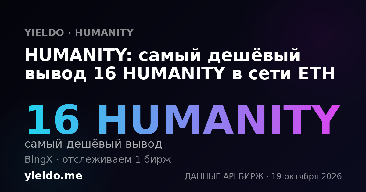 HUMANITY: самый дешёвый вывод 16 HUMANITY в сети ETH