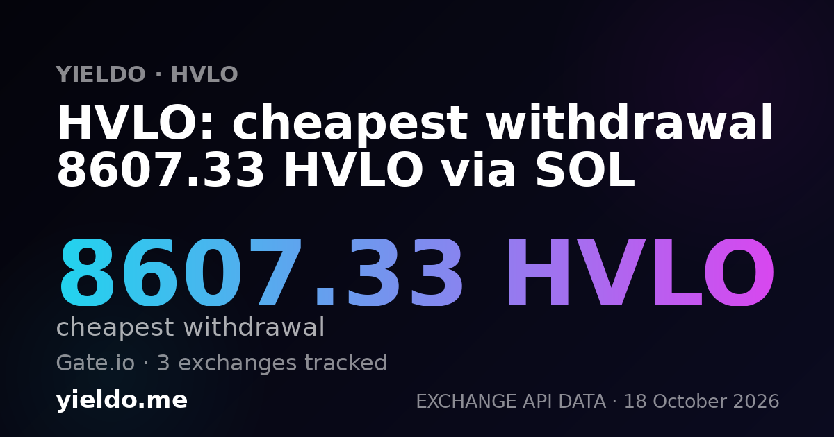 HVLO: cheapest withdrawal 8607.33 HVLO via SOL