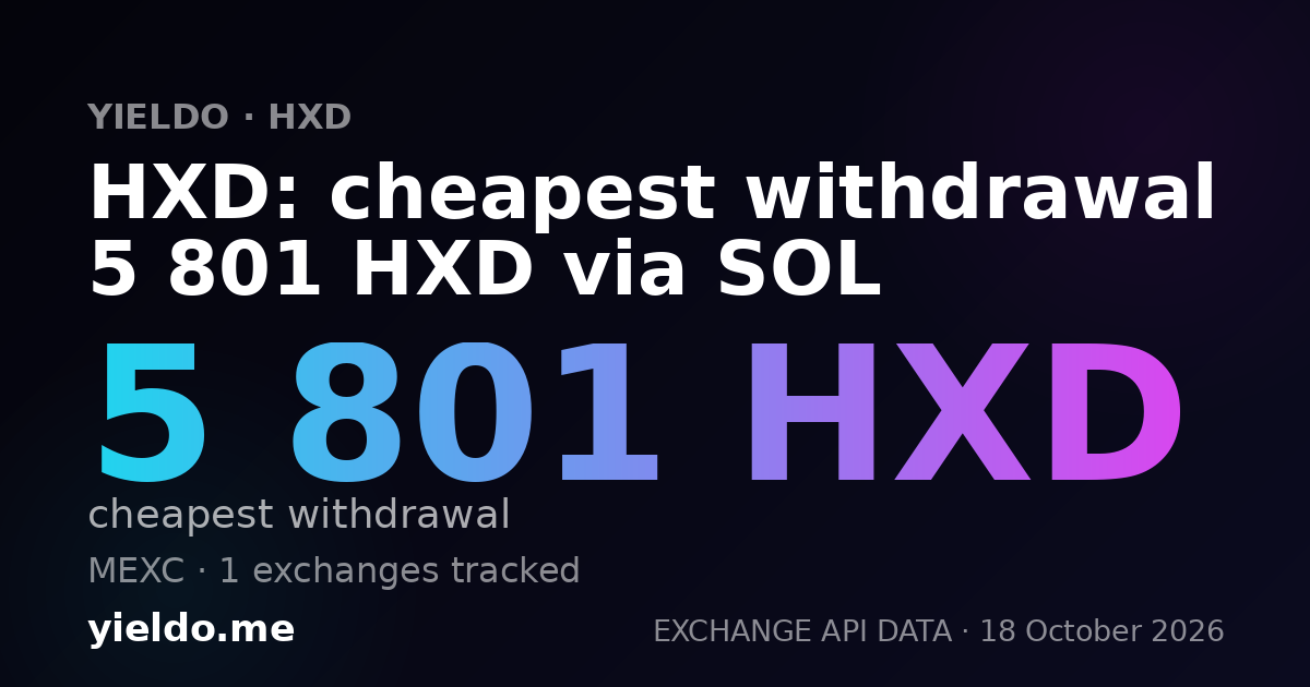 HXD: cheapest withdrawal 5 801 HXD via SOL