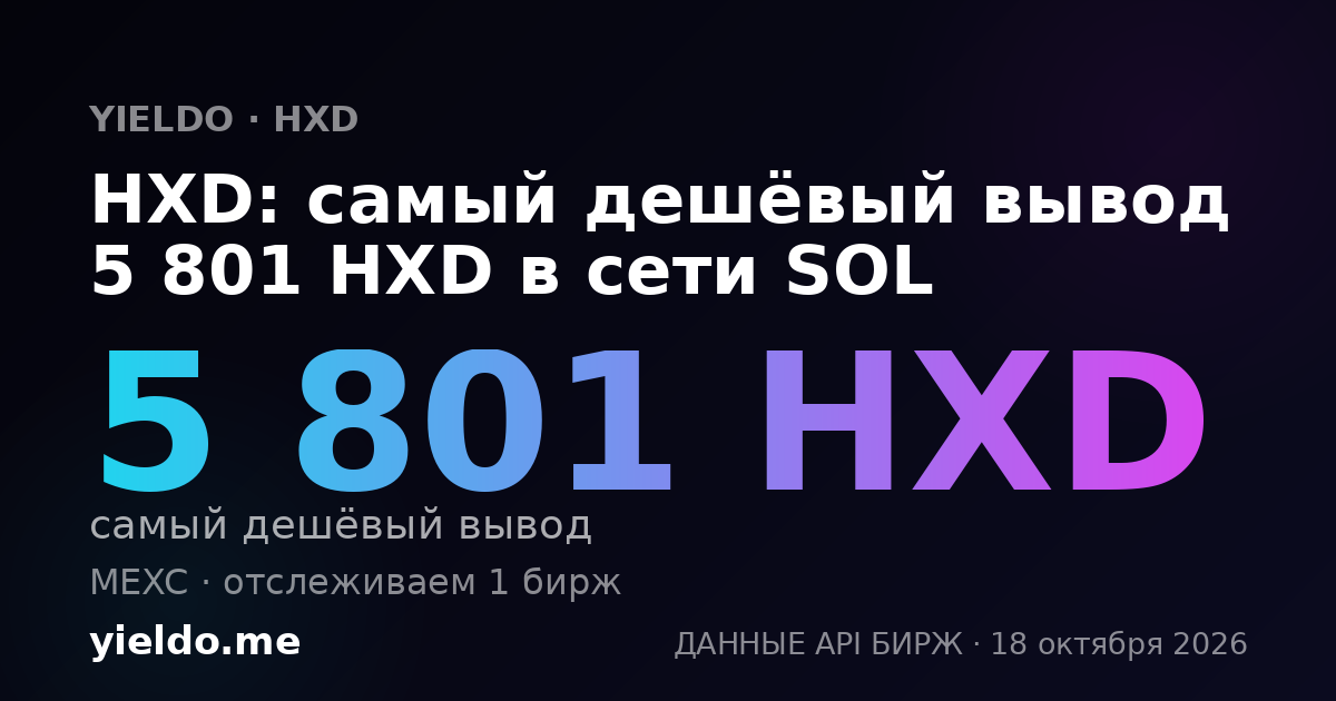 HXD: самый дешёвый вывод 5 801 HXD в сети SOL