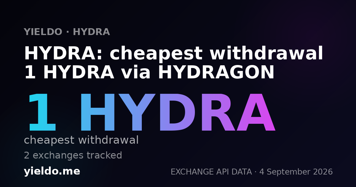 HYDRA: cheapest withdrawal 1 HYDRA via HYDRAGON