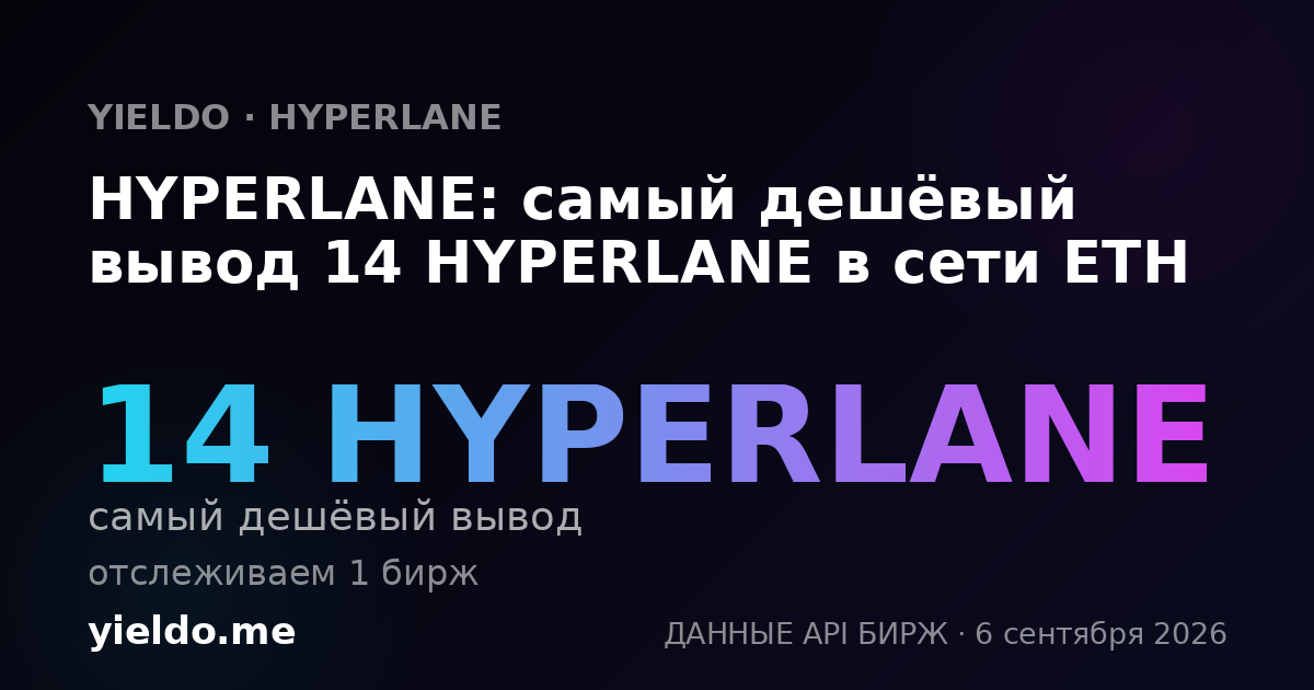 HYPERLANE: самый дешёвый вывод 14 HYPERLANE в сети ETH