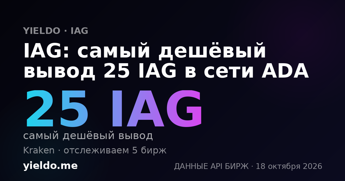 IAG: самый дешёвый вывод 25 IAG в сети ADA