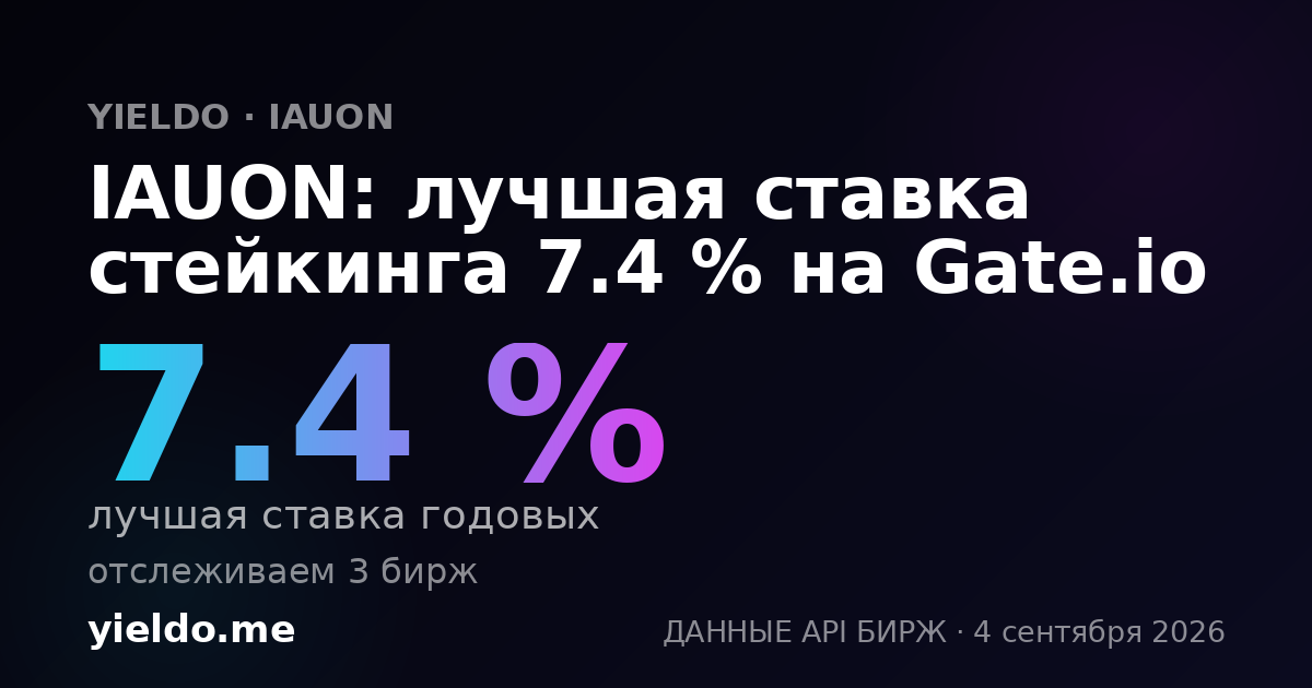 IAUON: лучшая ставка стейкинга 7.2 % на Gate.io