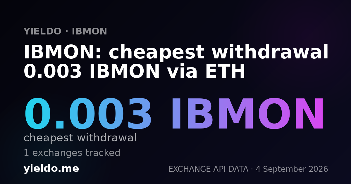 IBMON: cheapest withdrawal 0.003 IBMON via ETH