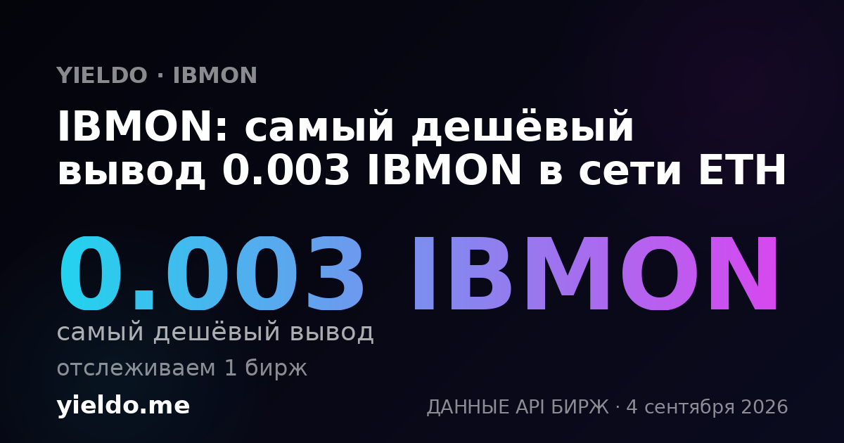 IBMON: самый дешёвый вывод 0.003 IBMON в сети ETH