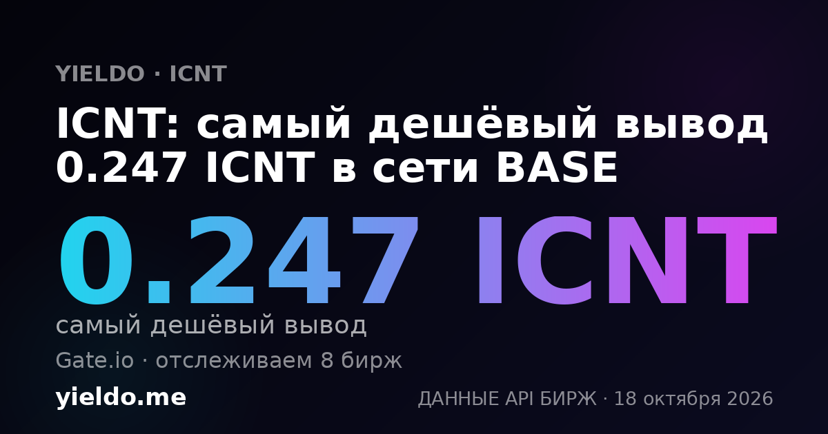 ICNT: самый дешёвый вывод 0.247 ICNT в сети BASE