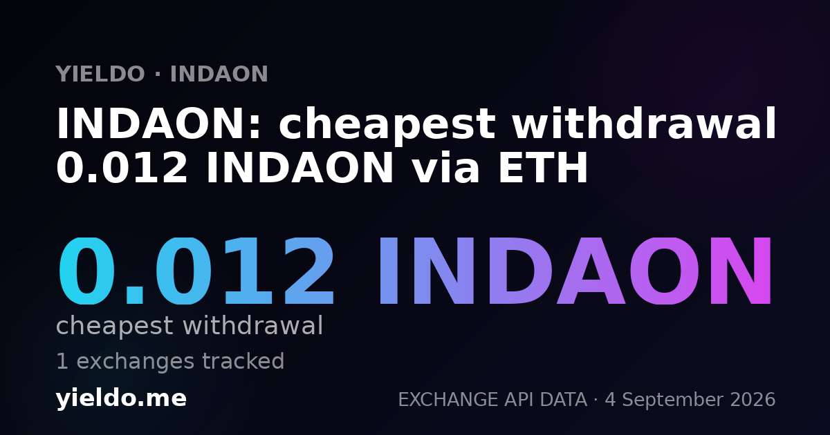 INDAON: cheapest withdrawal 0.012 INDAON via ETH