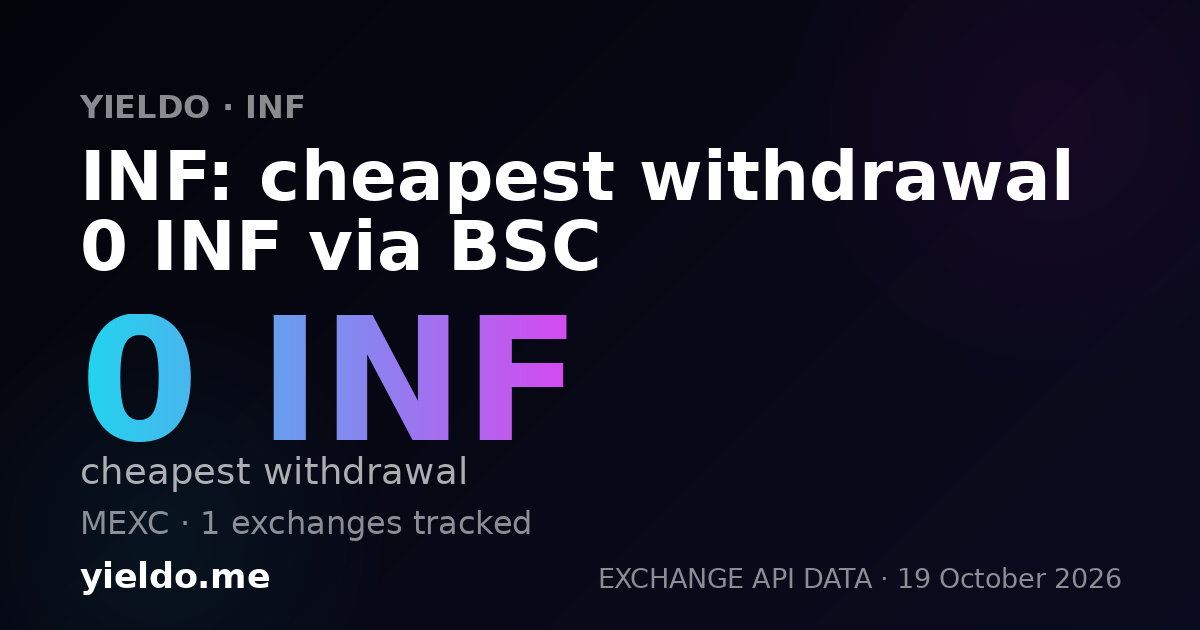 INF: cheapest withdrawal 0 INF via BSC
